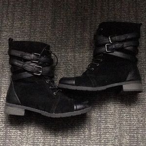 Black combat boots